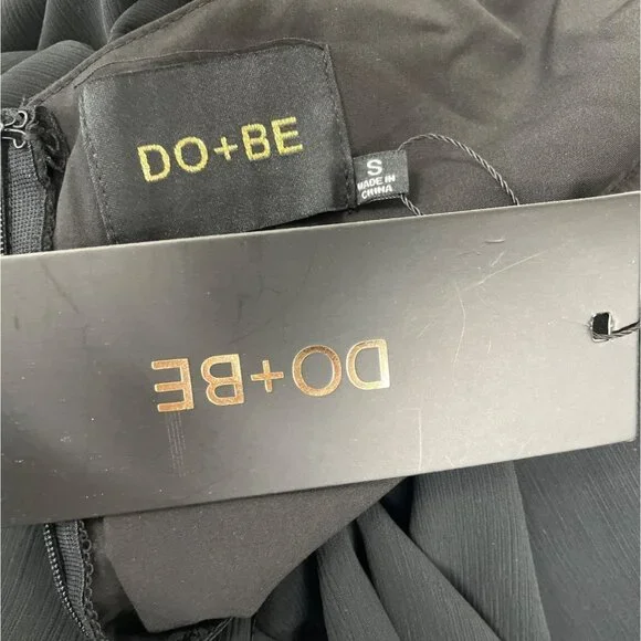 Do+Be Black Draped Midi Dress With Spaghetti Straps Elegant Size S - New - Picture 7 of 10